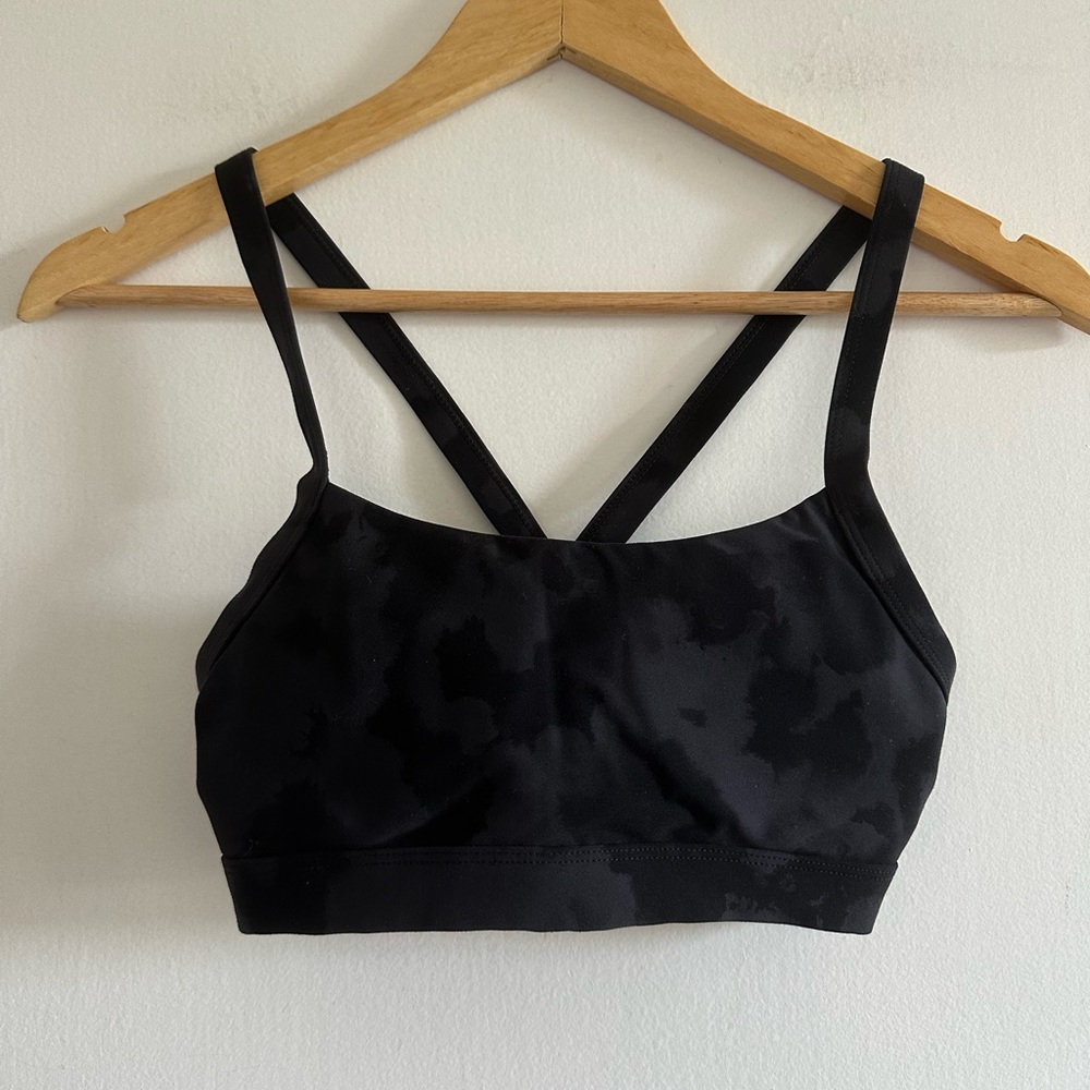 White Fox Active Black/Gray Tie Dye Y Back Sports Bra size XS EUC